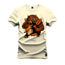 Camiseta Plus Size T-Shirt Algodão 100% Algodão Tigre Basquete