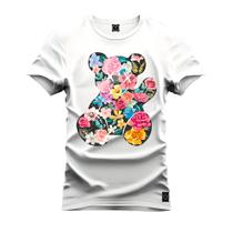 Camiseta Plus Size T-Shirt Algodão 100% Algodão Urso Florzão Cabluloso