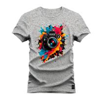 Camiseta Plus Size T-Shirt Algodão Premium 30.1 Camera Pepen