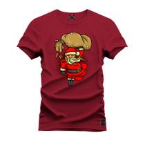 Camiseta Plus Size T-Shirt Algodão Premium 30.1 Papai Noel Estregador