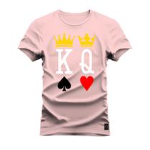 Camiseta Plus Size T-Shirt Algodão Premium 30.1 Rei Rainha