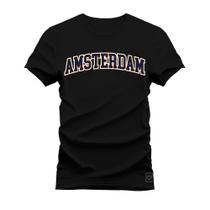 Camiseta Plus Size T-Shirt Algodão Premium Estampada Amsterdam