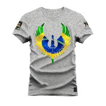 Camiseta Plus Size T-Shirt Algodão Premium Estampada Brasão Nation