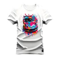 Camiseta Plus Size T-Shirt Algodão Premium Estampada Carro Mega Colores