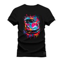 Camiseta Plus Size T-Shirt Algodão Premium Estampada Carro Mega Colores