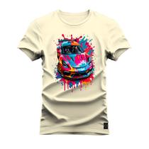 Camiseta Plus Size T-Shirt Algodão Premium Estampada Carro Mega Colores