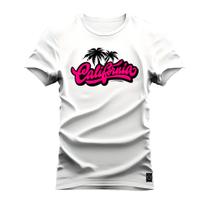 Camiseta Plus Size T-Shirt Algodão Premium Estampada Coqueiro California