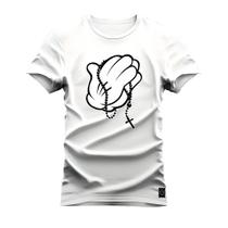 Camiseta Plus Size T-Shirt Algodão Premium Estampada Mão Rezando