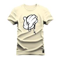 Camiseta Plus Size T-Shirt Algodão Premium Estampada Mão Rezando