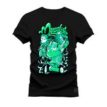 Camiseta Plus Size T-Shirt Algodão Premium Estampada Monstros Paz