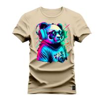 Camiseta Plus Size T-Shirt Algodão Premium Estampada Panda Show