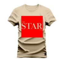 Camiseta Plus Size T-Shirt Algodão Premium Estampada Star Red