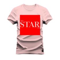 Camiseta Plus Size T-Shirt Algodão Premium Estampada Star Red