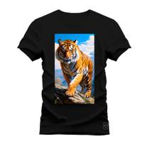 Camiseta Plus Size T-Shirt Algodão Premium Estampada Tigrão