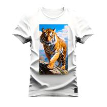 Camiseta Plus Size T-Shirt Algodão Premium Estampada Tigrão