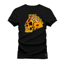 Camiseta Plus Size T-shirt Algodão Unissex Street Estampada Cartas Caveira