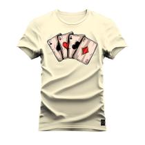 Camiseta Plus Size T-shirt Algodão Unissex Street Estampada Cartas da Sorte