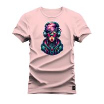 Camiseta Plus Size T-shirt Algodão Unissex Street Estampada Ciborgue Fashion