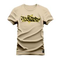 Camiseta Plus Size T-shirt Algodão Unissex Street Estampada Grafite Amarelo