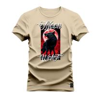 Camiseta Plus Size T-shirt Algodão Unissex Street Estampada Lobo Lunar