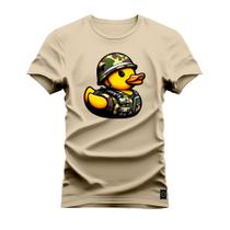 Camiseta Plus Size T-shirt Algodão Unissex Street Estampada Pato Soldado