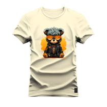 Camiseta Plus Size T-shirt Algodão Unissex Street Estampada Rockstar Bear