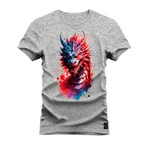 Camiseta Plus Size T-Shirt Confortável Estampada Dragon Furia