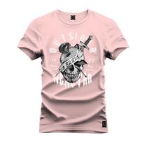 Camiseta Plus Size T-Shirt Confortável Estampada Ousider Caveira