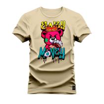 Camiseta Plus Size T-Shirt Confortável Estampada Urso Elasy