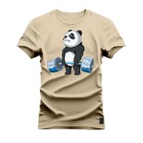 Camiseta Plus Size T-Shirt Confortável Estampada Urso Pesos