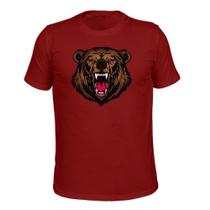 Camiseta Plus Size T-Shirt Tecido Macio Urso Rugindo