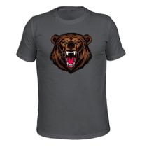 Camiseta Plus Size T-Shirt Tecido Macio Urso Rugindo