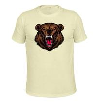 Camiseta Plus Size T-Shirt Tecido Macio Urso Rugindo