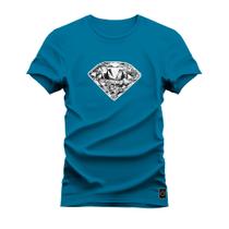 Camiseta Plus Size Tecido Estampada Varias Cores Diamond