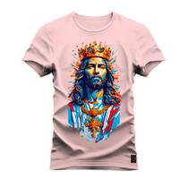 Camiseta Plus Size Unissex 100% Algodão Estampada Premium Jesus Cristo Aquarela