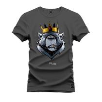 Camiseta Plus Size Unissex 100% Algodão Estampada Premium King OF Gorila