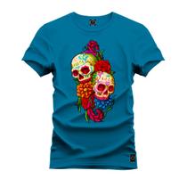 Camiseta Plus Size Unissex Algodão 100% Algodão Caveira Mexicana