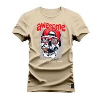 Camiseta Plus Size Unissex Algodão Estampada Premium Confortável Awesome