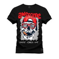 Camiseta Plus Size Unissex Algodão Estampada Premium Confortável Awesome