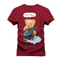 Camiseta Plus Size Unissex Algodão Estampada Premium Confortável Urso Ralaxado