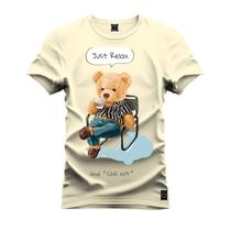 Camiseta Plus Size Unissex Algodão Estampada Premium Confortável Urso Ralaxado