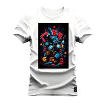 Camiseta Plus Size Unissex Algodão Macia Premium Estampada Jogos E Dados