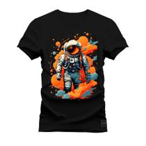 Camiseta Plus Size Unissex Algodão Macia Premium Estampada Nasa Em Chamas