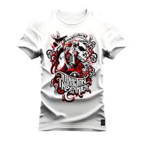 Camiseta Plus Size Unissex Algodão Macia Premium Estampada Rock Festable