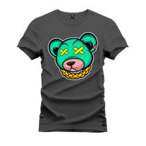 Camiseta Plus Size Unissex Algodão Macia Premium Estampada Urso 2.0 Boladão