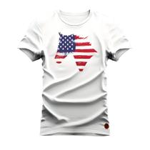 Camiseta Plus Size Unissex Algodão Varias Cores Tecido Macio Cavalo Usa