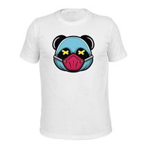 Camiseta Plus Size Unissex Malha 30.1 Estampada Urso Mask