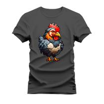 Camiseta Plus Size Unissex Moda Streetweat Confortável Algodão Galo Bravo