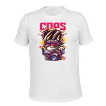 Camiseta Plus Size Unissex Tecido Macio Estampada Cops