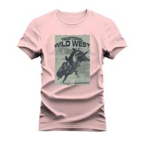 Camiseta Plus Size Unissex Varias Cores Tecido Macio Traditional Wild West